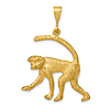 14k Yellow Gold Monkey Pendant with Diamond-cut Finish 1in