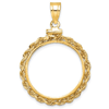 14k Yellow Gold Rope Coin Bezel for 1/4 Oz Maple Leaf Coin