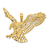 14k Yellow Gold Large Eagle Pendant with Cut-out Wings 1 5/8in