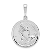 14k White Gold Praying Hands & Serenity Prayer Pendant 7/8in