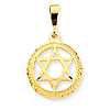 14k Yellow Gold Round Diamond-cut Star Of David Charm 3/4in