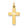 14k Yellow Gold Small Diamond-cut Cross Pendant 11/16in