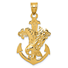14k Yellow Gold Mariners Cross with Eagle Pendant 1in