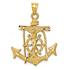 14k Yellow Gold Mariners Cross Pendant with Satin Finish 1in