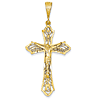 14k Yellow Gold 2in Fancy Diamond-Cut Crucifix Pendant