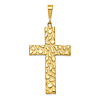 14k Yellow Gold Nugget Cross Pendant 1.5in