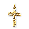 14k Yellow Gold Nugget Cross Pendant 1in