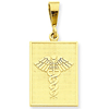 14kt Yellow Gold 3/4in Rectangle Caduceus Charm