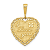 14k Yellow Gold I Know In My Heart Pendant 3/4in 