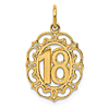 14k Yellow Gold Oval 18th Birthday Pendant with Satin Finish 5/8in