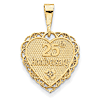 14kt Yellow Gold 3/4in 25th Anniversary Heart Pendant
