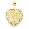 14kt Yellow Gold 3/4in 50th Anniversary Heart Pendant