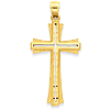 14kt Yellow Gold 1 1/2in Diamond-Cut Satin Crusader Cross