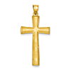 14k Yellow Gold Tapered Satin Diamond-cut Cross Pendant 1 1/2in