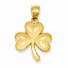 14kt Yellow Gold 3/4in Shamrock Pendant
