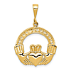 14k Yellow Gold Claddagh Pendant with Pinholes 3/4in
