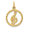 14k Yellow Gold Round Treble Clef Charm 5/8in