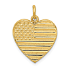 14k Yellow Gold American Flag Heart Pendant