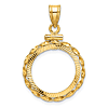 14k Yellow Gold Hand Twisted Ribbon and Diamond-cut Coin Bezel for 1/10 Oz American Eagle Coin