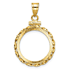 14k Yellow Gold Hand Twisted Ribbon and Diamond-cut Coin Bezel for Quarter Eagle US Coin