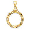 14k Yellow Gold Hand Twisted Ribbon and Diamond-cut Coin Bezel for Dime