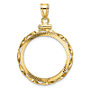 14k Yellow Gold Hand Twisted Ribbon and Diamond-cut Coin Bezel for Five Dollar US Coin