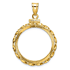 14k Yellow Gold Hand Twisted Ribbon and Diamond-cut Coin Bezel for 1/4 Oz American Eagle Coin