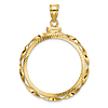 14k Yellow Gold Hand Twisted Ribbon and Diamond-cut Coin Bezel for 1/2 Oz Maple Leaf Coin