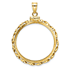 14k Yellow Gold Hand Twisted Ribbon and Diamond-cut Coin Bezel for Ten Dollar US Coin