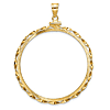 14k Yellow Gold Hand Twisted Ribbon and Diamond-cut Coin Bezel for Mexican 50 Pesos Coin