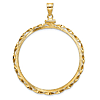 14k Yellow Gold Hand Twisted Ribbon Diamond-cut Coin Bezel for Mexican 50 Pesos Coin