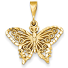 14kt Yellow Gold 3/4in Diamond-cut Butterfly Pendant