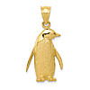 14k Yellow Gold Penguin Pendant 3/4in