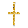 14k Yellow Gold Satin & Diamond-Cut Cross Pendant 1 1/8in