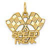 14k Yellow Gold Racing Flags Speed Freak Charm