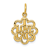 14k Yellow Gold I Love Cats Charm 1/2in