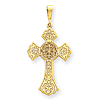 14k Yellow Gold 1 3/8in Celtic Cross Pendant with Scroll Design
