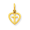 14kt Yellow Gold 3/8in Cross in Heart Charm