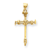 14kt Yellow Gold 1 1/4in Polished Nail Cross Pendant