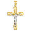 14kt Two-Tone Gold 1 7/8in Satin Crucifix Pendant
