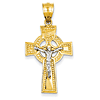 14kt Two-tone Gold 1 1/8in INRI Celtic Crucifix Pendant