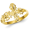 14kt Yellow Gold Diamond-cut Crucifix Ladies' Ring
