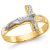 14k Two-tone Gold Men's Diamond-Cut Crucifix Ring