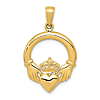 14k Yellow Gold Claddagh Pendant 3/4in