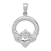 14k White Gold Claddagh Pendant with Polished Finish 3/4in