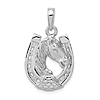 14k White Gold Ken Horse in Horseshoe Pendant 3/4in