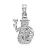 14k White Gold 3-D Snowman Charm with Satin and Polished Finish