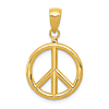 14k Yellow Gold Peace Symbol Pendant 5/8in