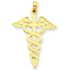 14kt Yellow Gold 1in Caduceus Pendant