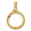 14k Yellow Gold Twisted Wire and Diamond-cut Bezel for Quarter Eagle US Coin